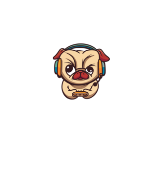 Gamer mopsz minta fehér pólón