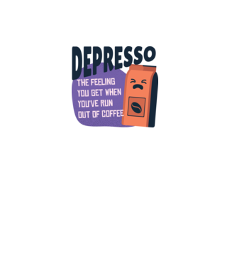 Depresso - Az érzés, amikor elfogy a Kávé minta fehér pólón