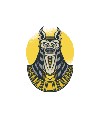 Anubis minta fehér pólón