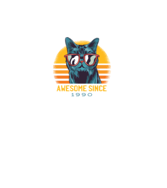 Awesome since 1990 Cat Cicás póló minta türkiz pólón