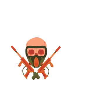 Paintball koponya minta világoskék pólón