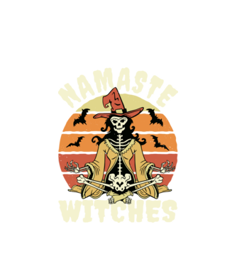 Namaste Witches Halloween minta fehér pólón