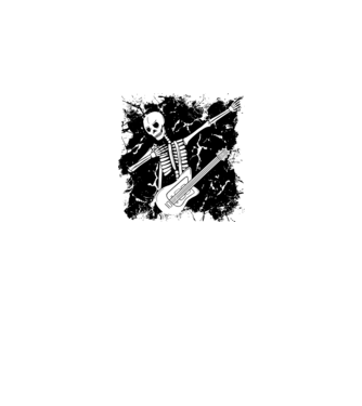 Csontváz gitáros dab minta fehér pólón