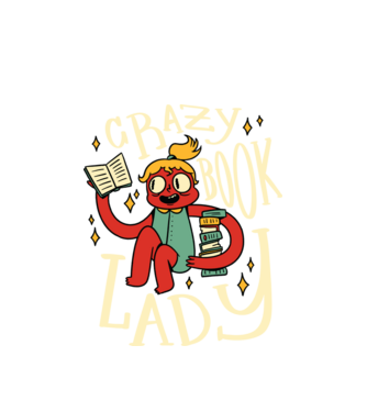 Crazy Book Lady minta fehér pólón