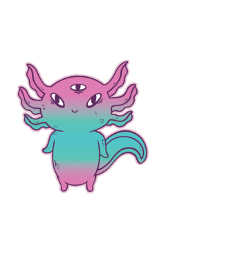 Cuki Axolotl minta fekete pólón