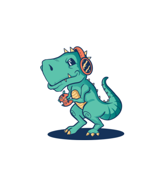 Gaming Dinosaur minta fehér pólón