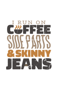 Kávé és skinny farmer minta világoskék pólón