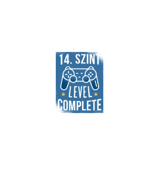 14. szint level completed minta fekete pólón