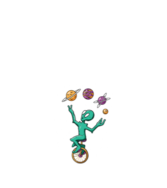 Alien Zsonglőr minta fekete pólón