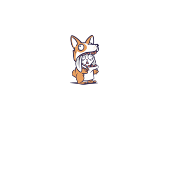 Cuki Nyuszi Corgi jelmezben minta fehér pólón