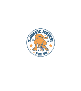 T-rex Terrific news i'm 50 minta fehér/piros pólón