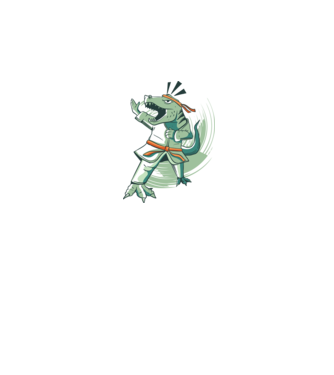 T-rex Karate minta fehér pólón