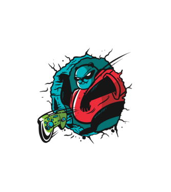 Gamer panda minta fehér pólón