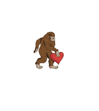 Bigfoot Jeti szívvel minta fehér pólón