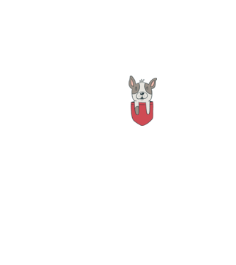 Cuki Francia Bulldog zseb minta türkiz pólón