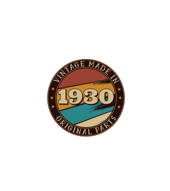 Vintage Made in 1930 Original Parts Retro 90 éves póló minta fekete pólón