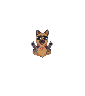 Pew Pew Madafakas Németjuhász minta fekete pólón