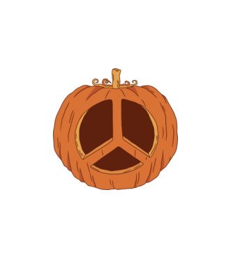 Peace Pumpkin Halloween minta fehér pólón
