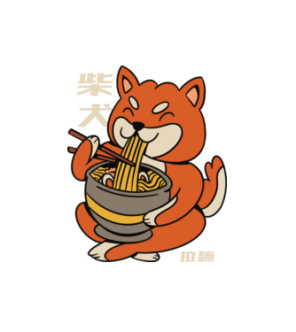 Shiba ramennel minta fehér pólón