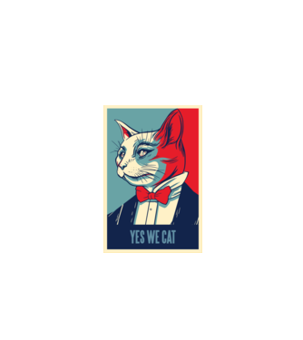 Yes We Cat Cicás poszter minta fekete pólón