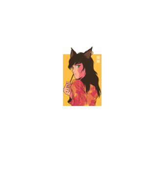 Cica Lány Anime minta farmerkék pólón