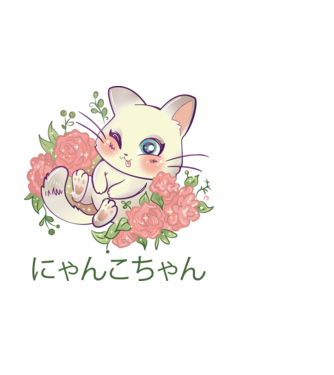 Cuki Anime Cica minta fekete pólón