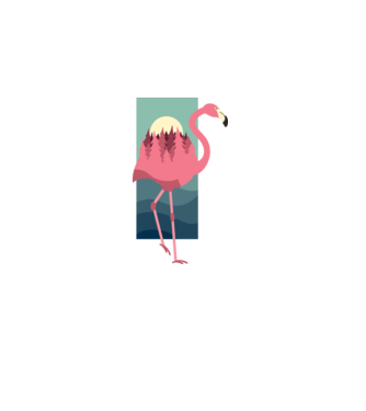 Flamingó Design minta fehér pólón