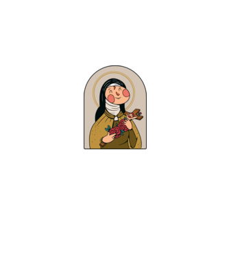 Szent Teréz minta szürke pólón