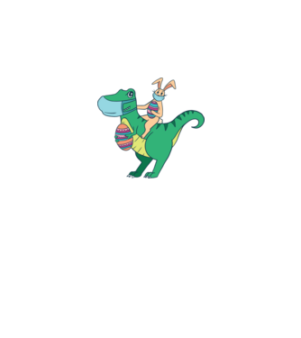 Trex és húsvéti nyuszi minta fekete pólón