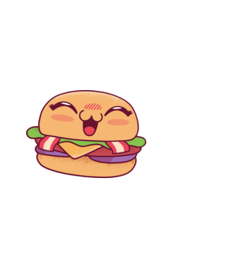 Cuki hamburger minta világoskék pólón