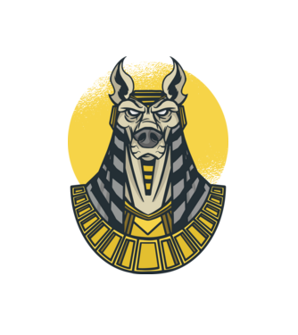 Anubis minta fehér pólón