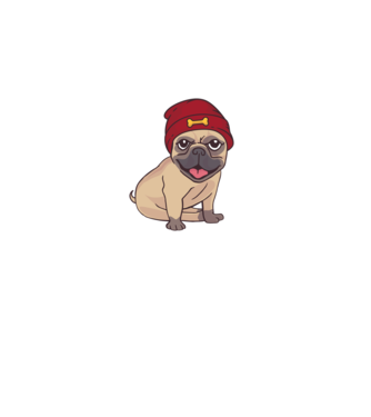 Mopsz sapkában minta fekete pólón
