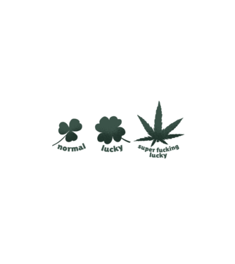 Super F*cking Lucky Cannabis minta fehér pólón