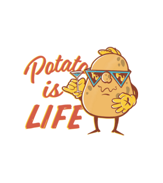 Potato Is Life minta fehér pólón