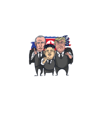 Trump, Putin, Kim - Három Jóbarát minta fehér pólón