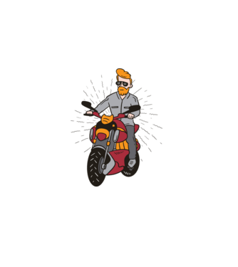 Motoros fickó minta fehér pólón