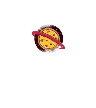 Pizza Bolygó minta szürke pólón