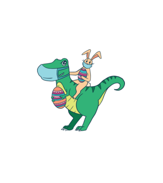 Trex és húsvéti nyuszi minta fehér pólón