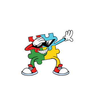 Autista DAB Puzzle minta fehér pólón