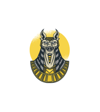 Anubis minta fehér pólón