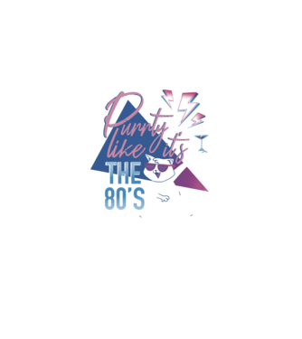 Purrty Like it's the 80's minta fekete pólón