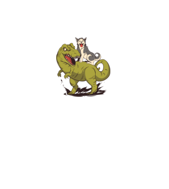 Husky Dinoszaurusz minta fehér pólón