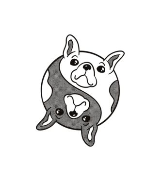 Bulldog Jin Jang minta fehér pólón