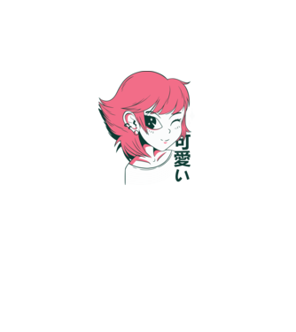 Cuki Anime lány minta fehér pólón