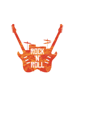 Rock N Roll Gitár minta fehér pólón
