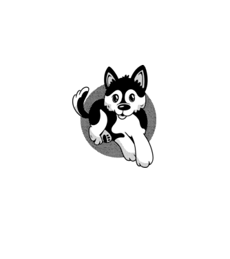 Pomsky Kutya minta világoskék pólón