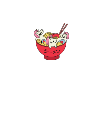 Unikornis Ramen minta szürke pólón
