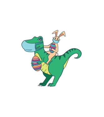 Trex és húsvéti nyuszi minta fehér pólón