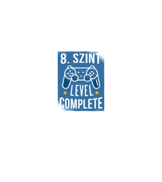 8. szint level completed minta fekete pólón