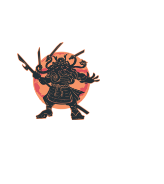 Cthulu samurai minta fekete pólón